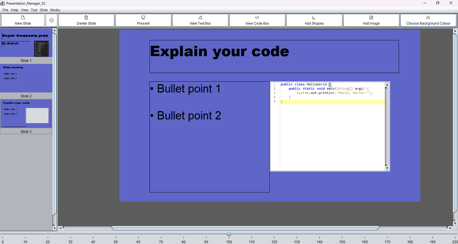 Screenshot of a presentation in Java Presentation Software